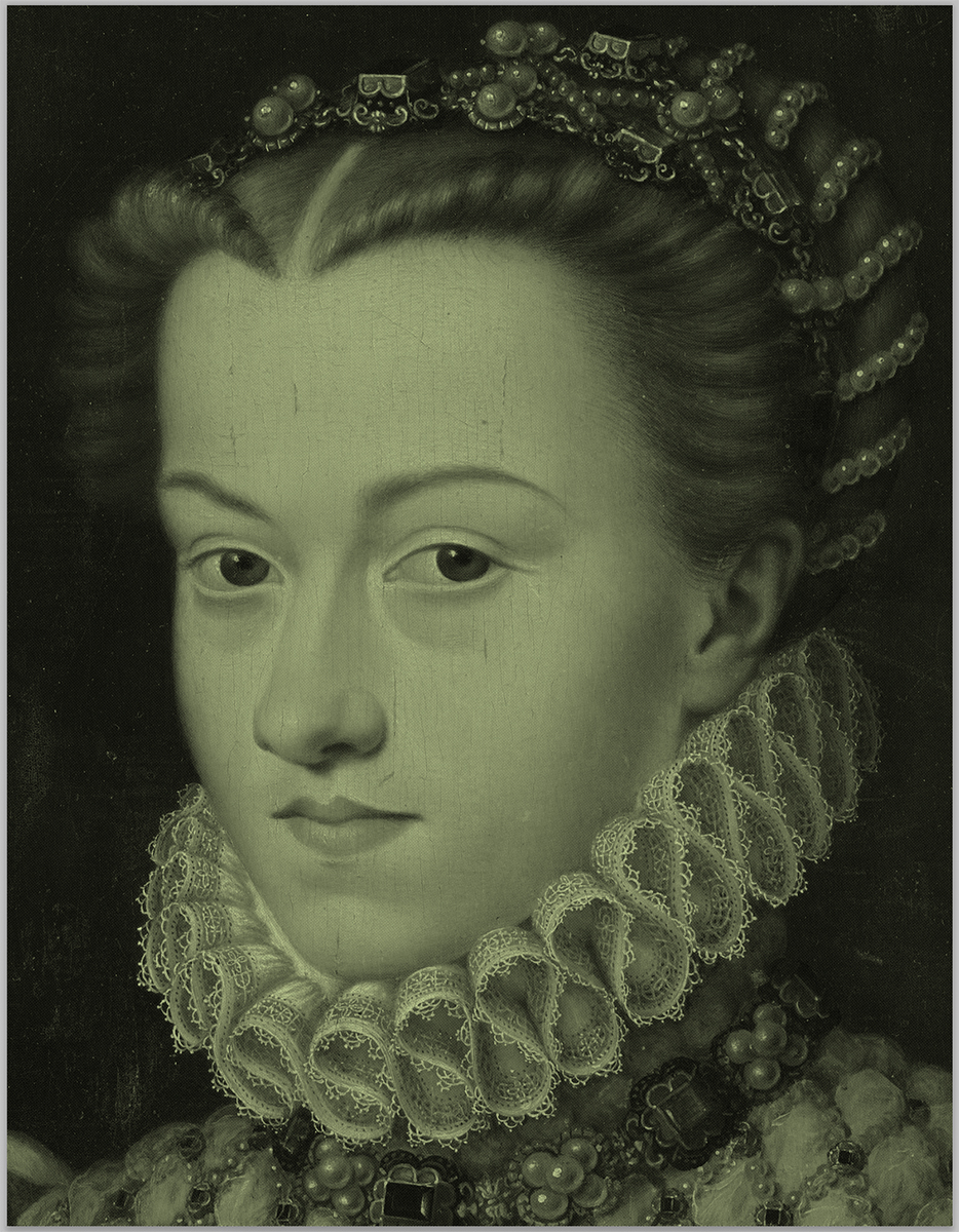 Elizabeth d’Autriche gold (after Francois Clouet), 2024. <br>Acrylic and diamond dust in canvas
62 x 48 inches.